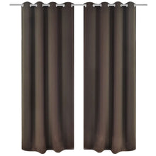 Load image into Gallery viewer, 2 pcs Brown Blackout Curtains with Metal Rings 53" x 96"