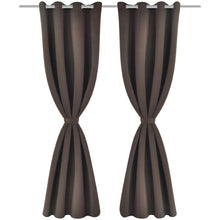 Load image into Gallery viewer, 2 pcs Brown Blackout Curtains with Metal Rings 53" x 96"