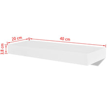 Load image into Gallery viewer, 2 White MDF Floating Wall Display Shelves Book/DVD Storage