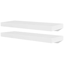 Load image into Gallery viewer, 2 White MDF Floating Wall Display Shelves Book/DVD Storage