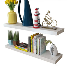 Load image into Gallery viewer, 2 White MDF Floating Wall Display Shelves Book/DVD Storage