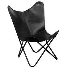 Load image into Gallery viewer, vidaXL Butterfly Chair Black Real Leather