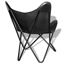 Load image into Gallery viewer, vidaXL Butterfly Chair Black Real Leather