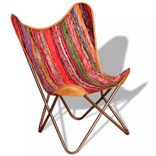 Load image into Gallery viewer, vidaXL Butterfly Chair Multicolour Chindi Fabric