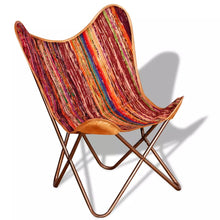 Load image into Gallery viewer, vidaXL Butterfly Chair Multicolour Chindi Fabric