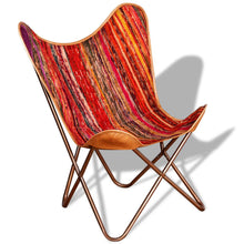 Load image into Gallery viewer, vidaXL Butterfly Chair Multicolour Chindi Fabric