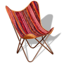 Load image into Gallery viewer, vidaXL Butterfly Chair Multicolour Chindi Fabric