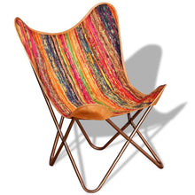 Load image into Gallery viewer, vidaXL Butterfly Chair Multicolour Chindi Fabric