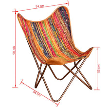 Load image into Gallery viewer, vidaXL Butterfly Chair Multicolour Chindi Fabric