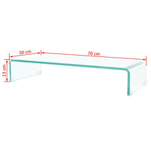 Load image into Gallery viewer, vidaXL TV Stand / Monitor Riser Glass Clear 27.6"x11.8"x5.1"