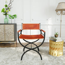 Load image into Gallery viewer, vidaXL Folding Chair Black and Brown Real Leather