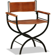 Load image into Gallery viewer, vidaXL Folding Chair Black and Brown Real Leather