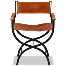 Load image into Gallery viewer, vidaXL Folding Chair Black and Brown Real Leather