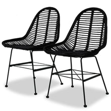 Load image into Gallery viewer, vidaXL Dining Chairs 2 pcs Black Natural Rattan
