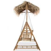 Load image into Gallery viewer, vidaXL 2-istuttava keinupenkki palmunoksilla bambu 202 cm