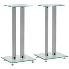 Load image into Gallery viewer, vidaXL Speaker Stands 2 pcs Tempered Glass 2 Pillars Design Silver