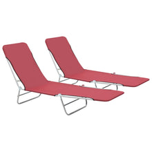Load image into Gallery viewer, vidaXL Folding Sun Loungers 2 pcs Steel and Fabric Red