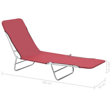 Load image into Gallery viewer, vidaXL Folding Sun Loungers 2 pcs Steel and Fabric Red