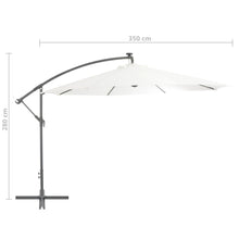 Load image into Gallery viewer, vidaXL Aurinkovarjo LED-valoilla ja metallipylväällä 350 cm hiekka