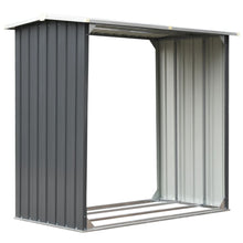 Load image into Gallery viewer, vidaXL Garden Log Storage Shed Galvanized Steel 67.7"x35.8"x60.6" Gray