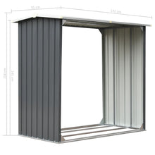 Load image into Gallery viewer, vidaXL Garden Log Storage Shed Galvanized Steel 67.7"x35.8"x60.6" Gray