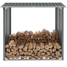 Load image into Gallery viewer, vidaXL Garden Log Storage Shed Galvanized Steel 67.7"x35.8"x60.6" Gray