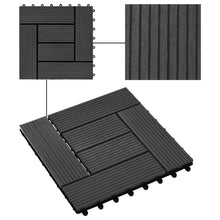 Load image into Gallery viewer, vidaXL Lattialaatat 11 kpl puumuovikomposiitti 30x30 cm 1 m² musta