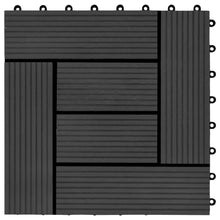 Load image into Gallery viewer, vidaXL Lattialaatat 11 kpl puumuovikomposiitti 30x30 cm 1 m² musta
