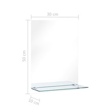 Load image into Gallery viewer, vidaXL Seinäpeili hyllyllä 30x50 cm karkaistu lasi