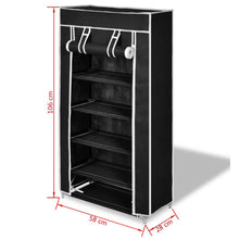 Load image into Gallery viewer, Fabric Shoe Cabinet with Cover 23" x 11" x 42" Black