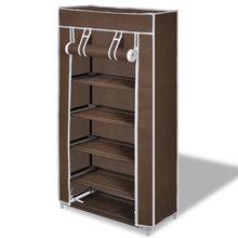 Load image into Gallery viewer, Fabric Shoe Cabinet with Cover 23" x 11" x 42" Brown