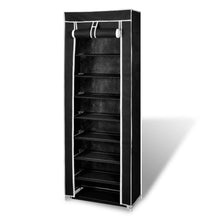 Load image into Gallery viewer, Fabric Shoe Cabinet with Cover 22" x 11" x 64" Black