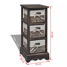 Load image into Gallery viewer, vidaXL Wooden Storage Rack 3 Weaving Baskets Brown