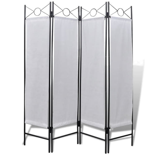 4-Panel Room Divider Privacy Folding Screen White 5' 3