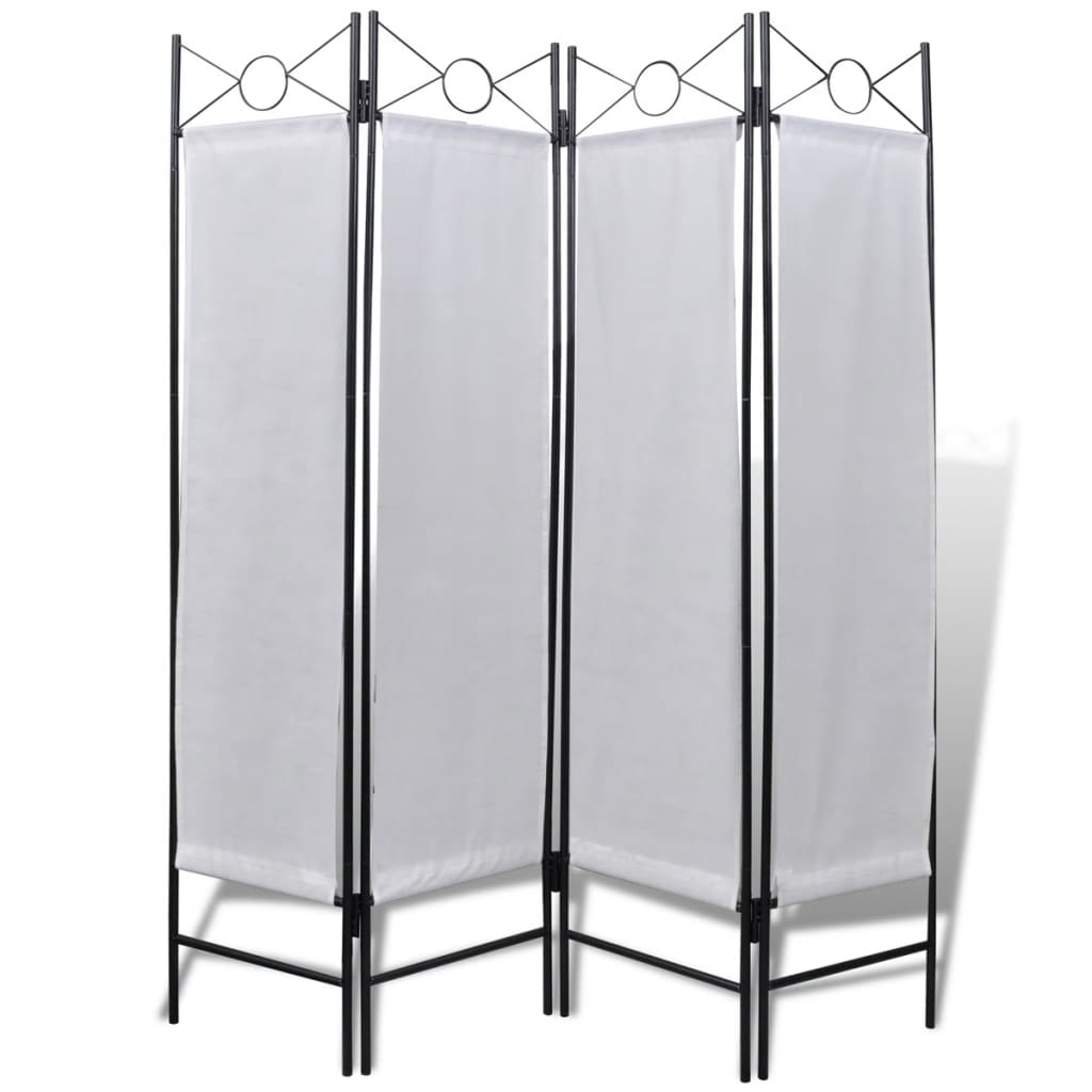 4-Panel Room Divider Privacy Folding Screen White 5' 3