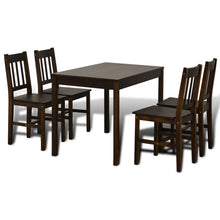 Load image into Gallery viewer, Wooden Dining Table with 4 Chairs Brown