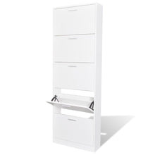 Load image into Gallery viewer, White Wooden Shoe Cabinet with 5 Compartments