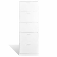 Load image into Gallery viewer, White Wooden Shoe Cabinet with 5 Compartments