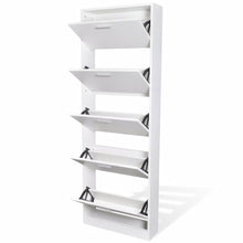 Load image into Gallery viewer, White Wooden Shoe Cabinet with 5 Compartments