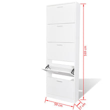 Load image into Gallery viewer, White Wooden Shoe Cabinet with 5 Compartments