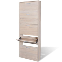 Load image into Gallery viewer, Oak Look Wooden Shoe Cabinet with 5 Compartments