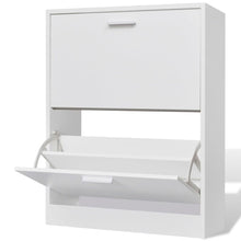 Load image into Gallery viewer, White Wooden Shoe Cabinet with 2 Compartments