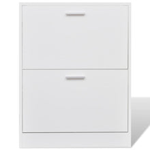 Load image into Gallery viewer, White Wooden Shoe Cabinet with 2 Compartments