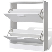 Load image into Gallery viewer, White Wooden Shoe Cabinet with 2 Compartments