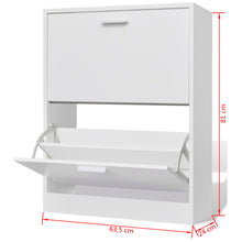 Load image into Gallery viewer, White Wooden Shoe Cabinet with 2 Compartments
