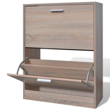 Load image into Gallery viewer, Oak Look Wooden Shoe Cabinet with 2 Compartments