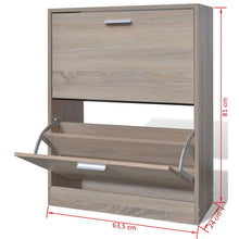 Load image into Gallery viewer, Oak Look Wooden Shoe Cabinet with 2 Compartments