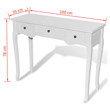 Load image into Gallery viewer, White Dressing Console Table with Three Drawers