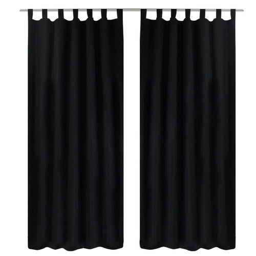 2 pcs Black Micro-Satin Curtains with Loops 55