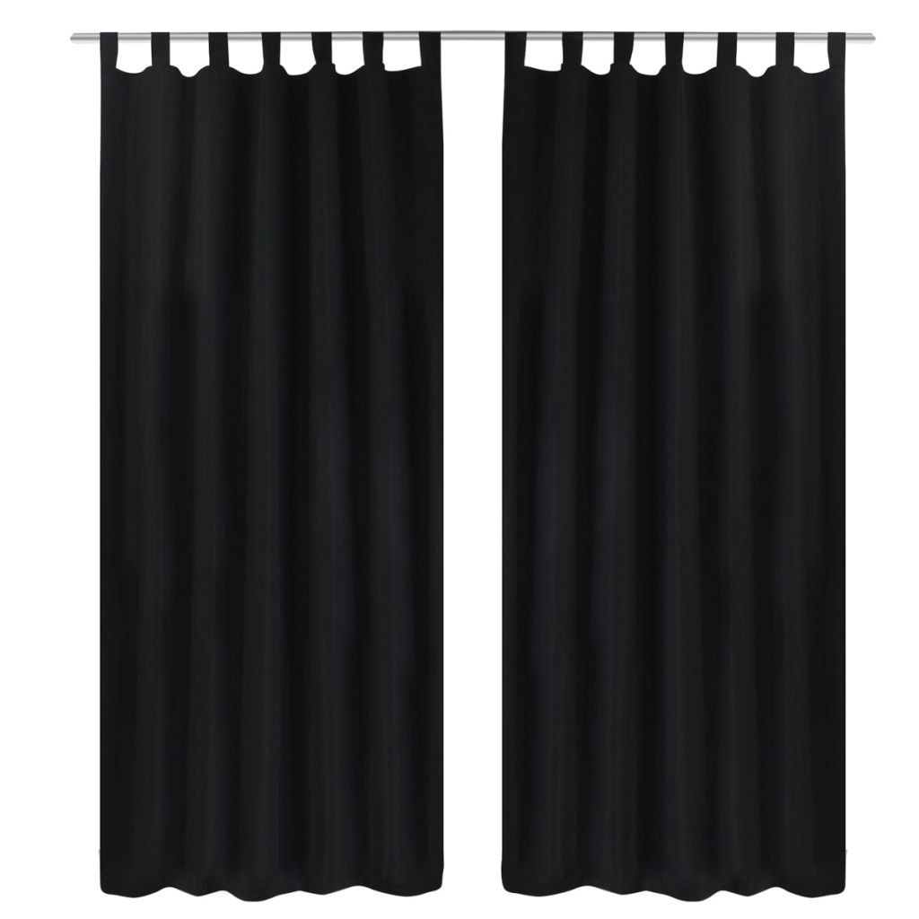 2 pcs Black Micro-Satin Curtains with Loops 55